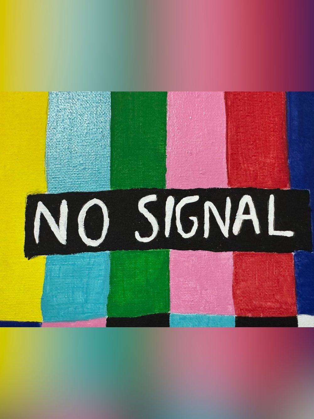 Color Block "NO SIGNAL" Hand Painted - Picture 2 of 4